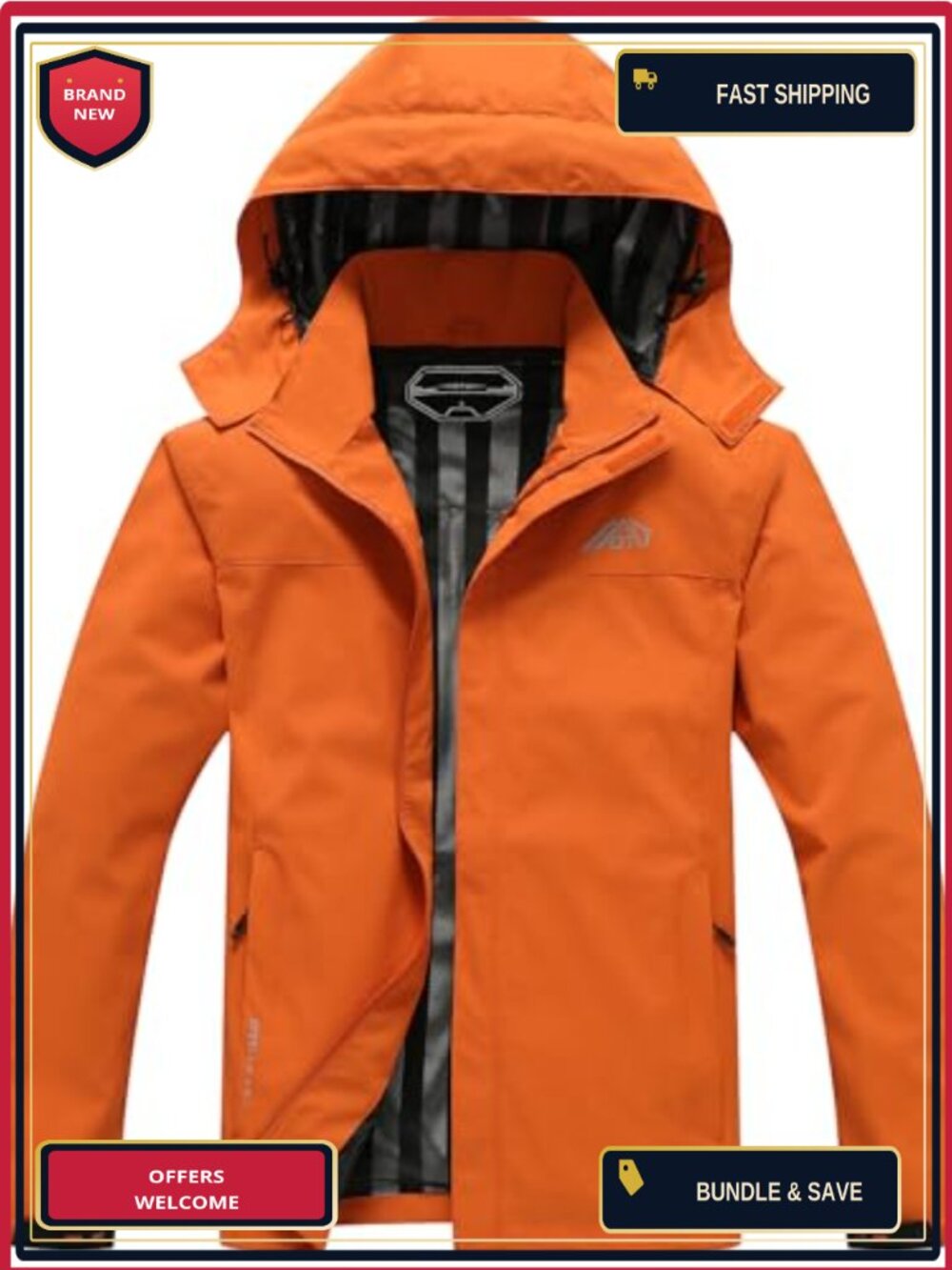 Men's Lightweight Waterproof Rain Jacket Hooded Shell Hiking Travel